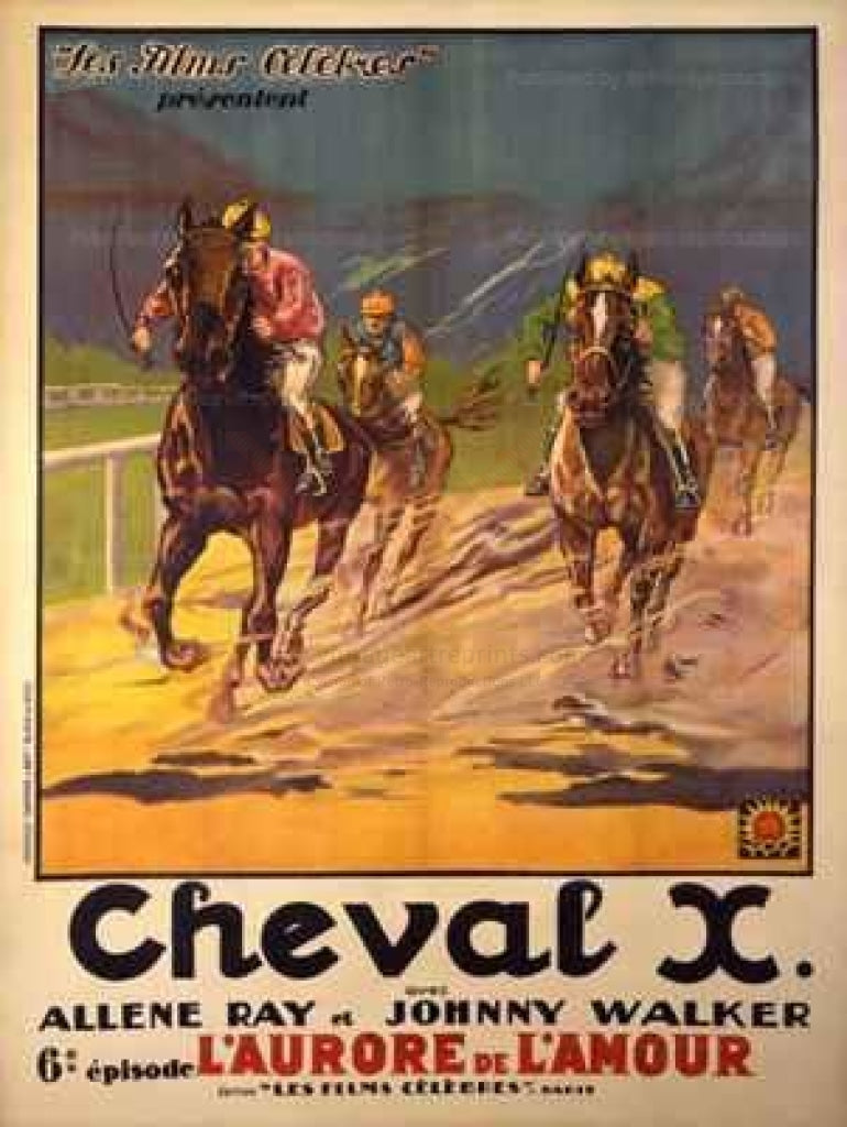 Cheval X - Original Movie Poster from silent serial movie, circa 1920 - Vintage Art, canvas prints