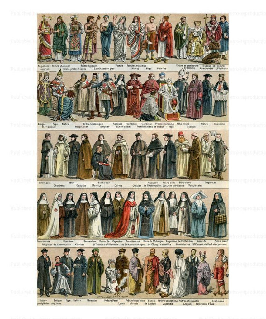 Costumes Religieux, Art Print - Vintage Art, canvas prints