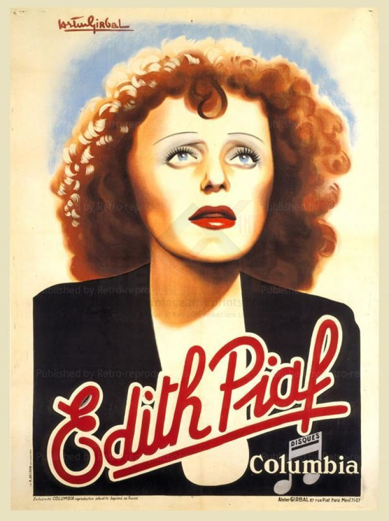 Edith Piaf - French Singer 1940, digital giclee print reproduction - Vintage Art, canvas prints