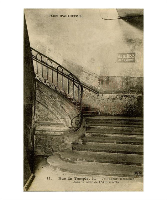 Escalier 41 rue du Temple Paris - Vintage Art, canvas prints