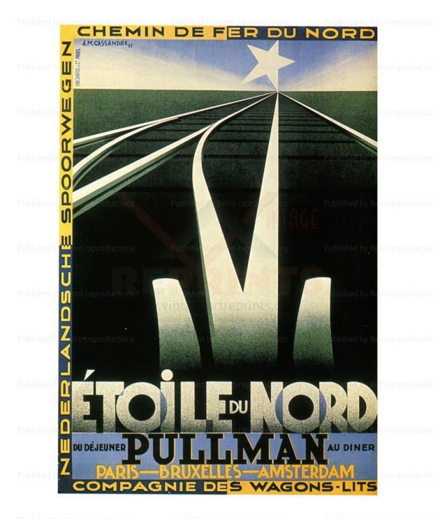 Etoile du Nord - Pullman train, vintage art print reproduction - Vintage Art, canvas prints