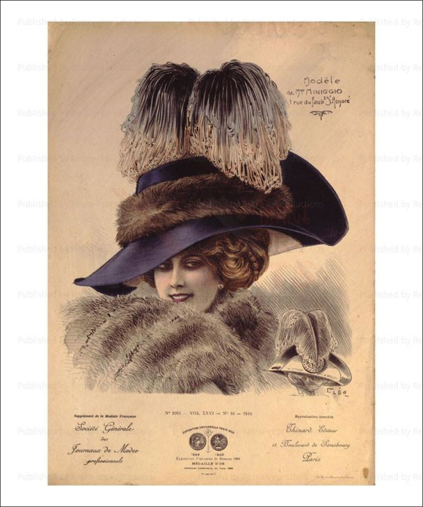 Exhibition Universelle, Hats, vintage art photo print reproduction - Vintage Art, canvas prints