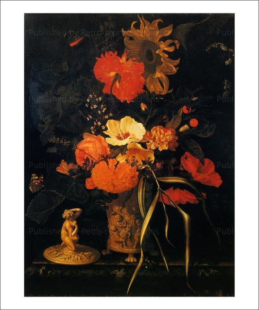 Flowers on a sculpted Vase - Vintage Art, canvas prints