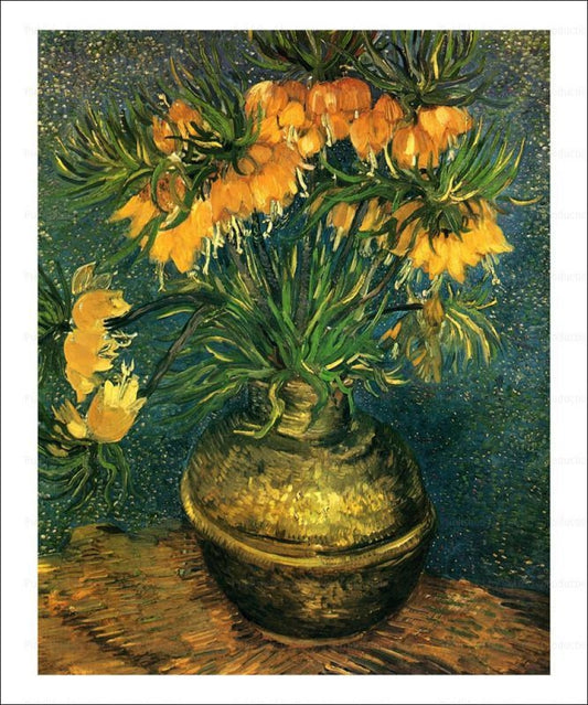 Fritillaires dans un Vase de Cuivre - Vintage Art, canvas prints