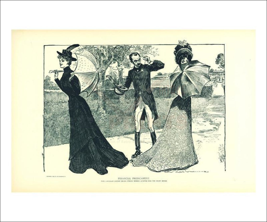 Gibson Girls Financial Predicament 1902 - Vintage Art, canvas prints