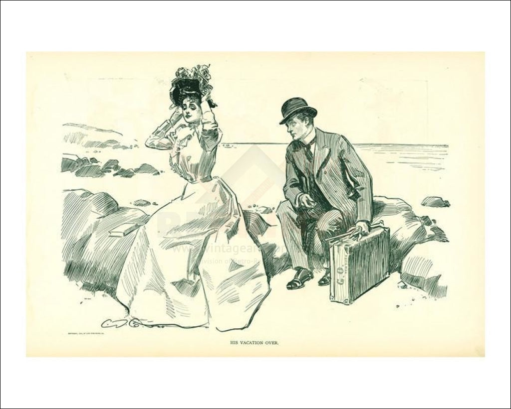Gibson Girls His Vacation Over 1902 - Vintage Art, canvas prints