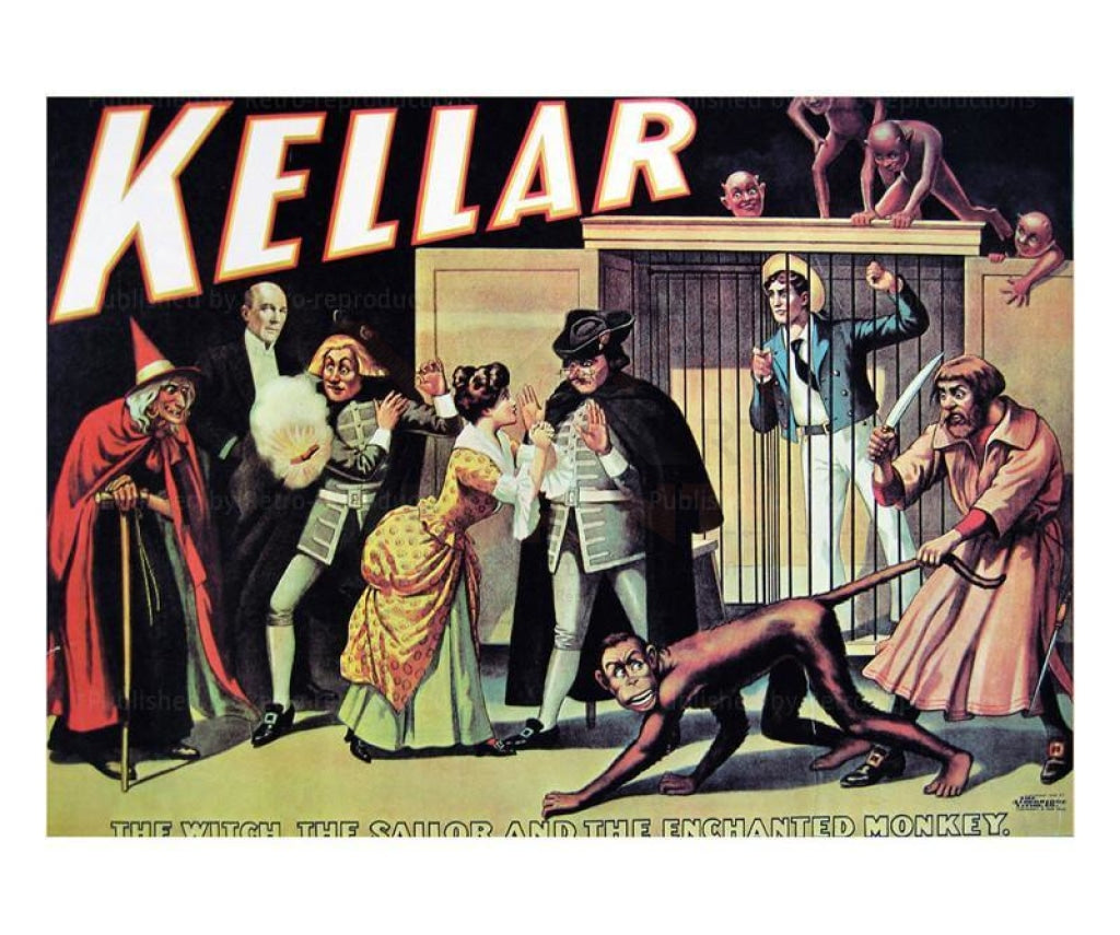 Kellar The Witch, the Sailor and the Enchanted Monkey - Magic reproduction print - Vintage Art, canvas prints