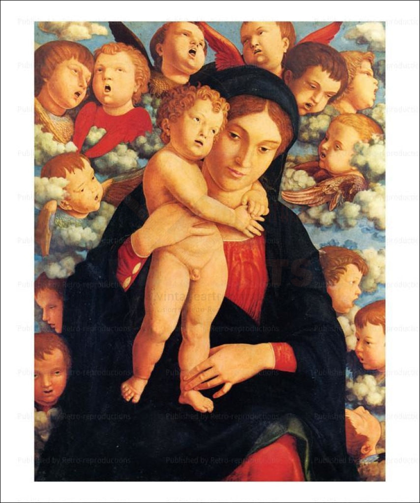 La Vierge et l'Enfant avec les cherubins - Vintage Art, canvas prints