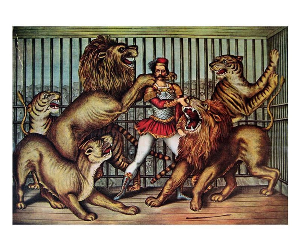 Le dompteur 1873, circus poster, digital giclee reproduction - Vintage Art, canvas prints