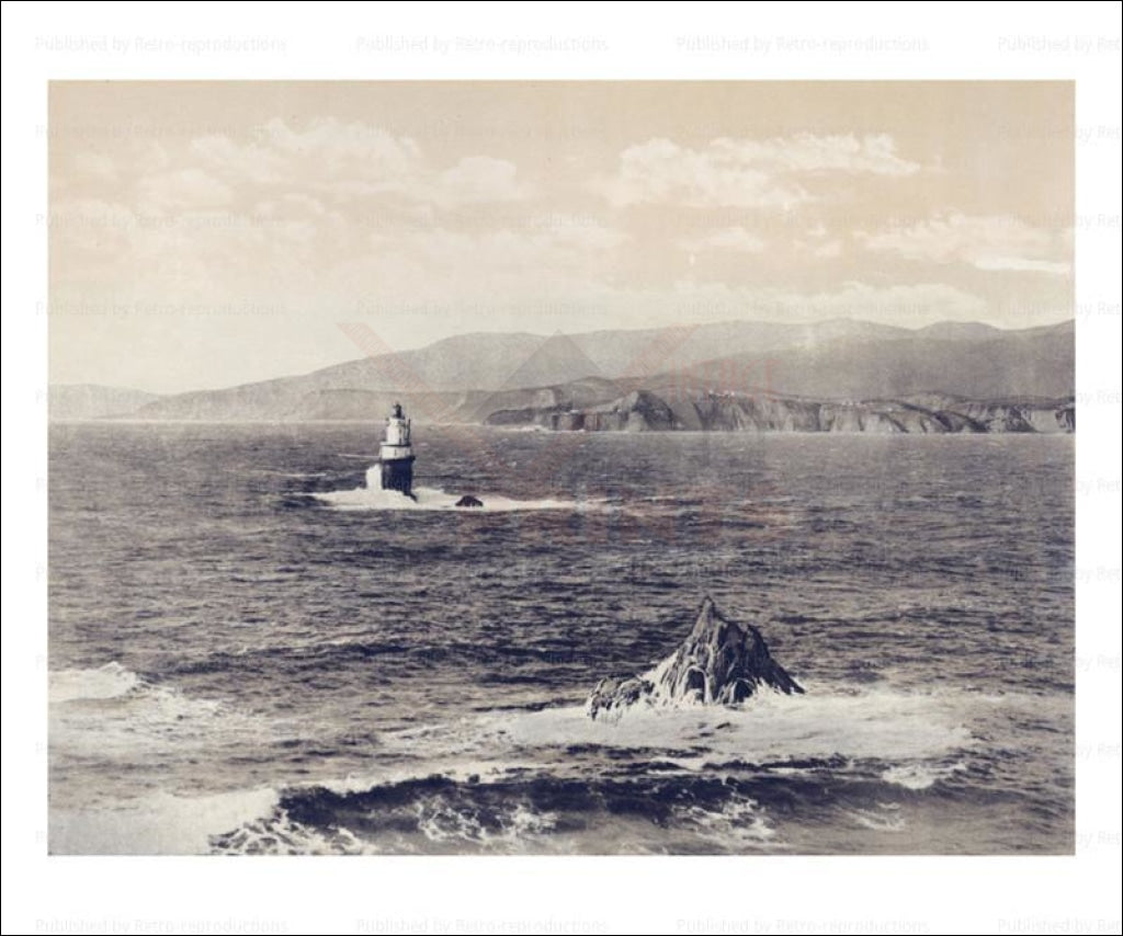 Mile Rock Light, California, Photographic Print - Vintage Art, canvas prints