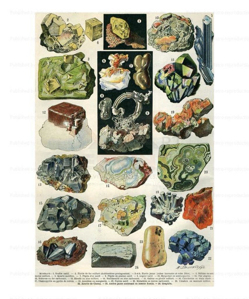 Mineraux I, Art Print - Vintage Art, canvas prints