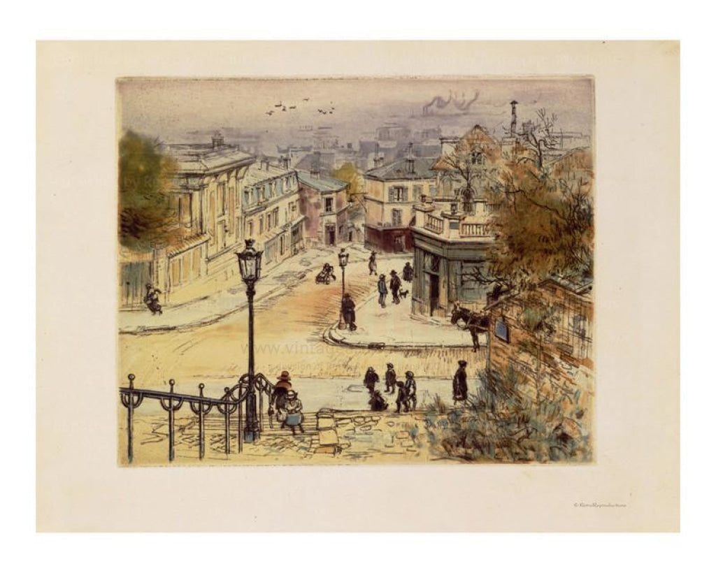 Montmartre Paris France, Original print - Vintage Art, canvas prints