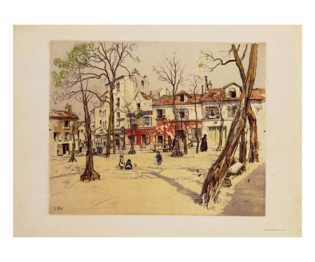 Montmartre Paris, Original print, - Vintage Art, canvas prints