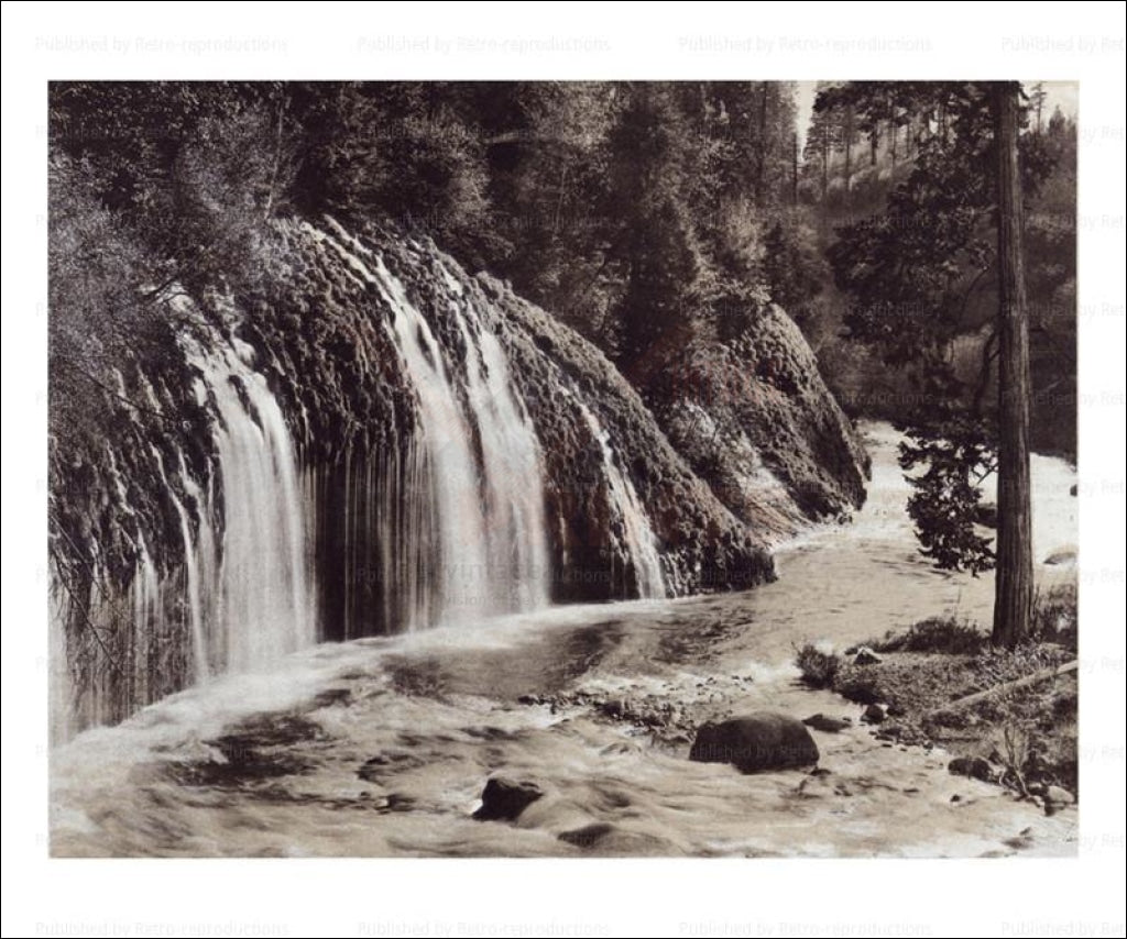Mossbrae Falls Shasta Springs, California, Photographic Print - Vintage Art, canvas prints