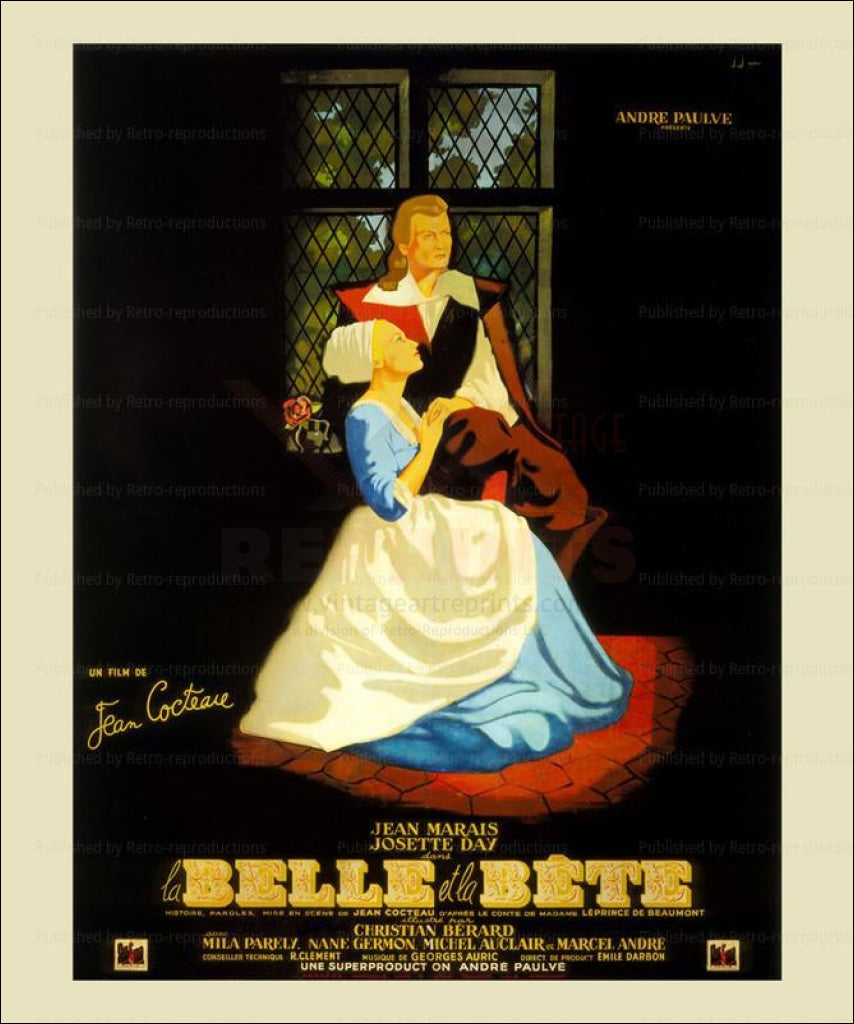 Movie poster, art print, Beauty and the Beast - Vintage Art, canvas prints