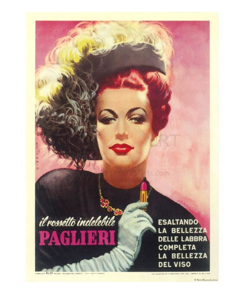 Paglieri - Red lips - Vintage Art, canvas prints