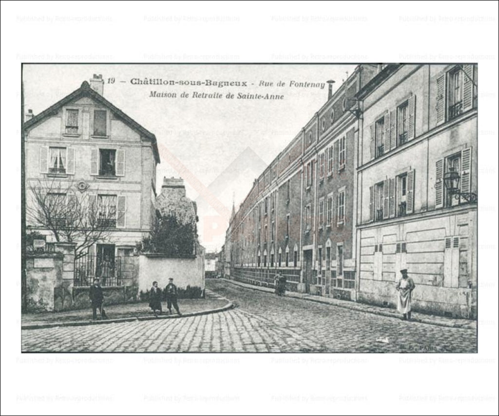 Paris suburb, vintage photo art print reproduction - Vintage Art, canvas prints Rue Fontenay Maison de Retraite de Saint-Anne