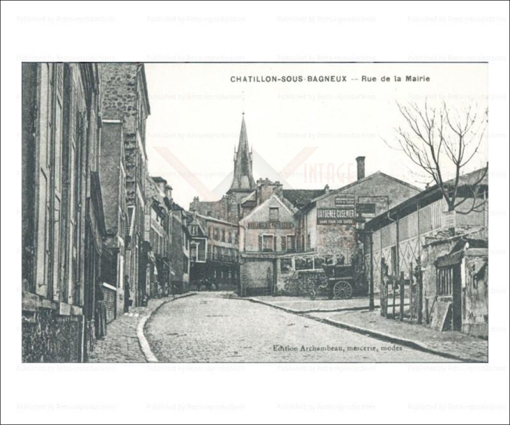 Paris suburb, vintage photo art print reproduction - Vintage Art, canvas prints Chatillon Rue de la mairie