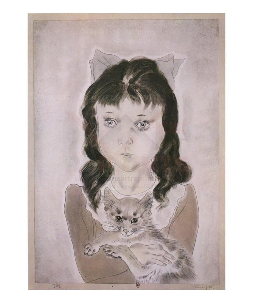 Petite fille avec un chat, 1929 - Vintage Art, canvas prints