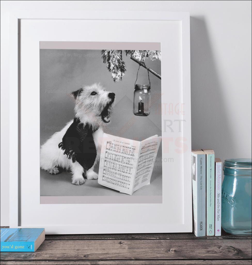 Singing Pup - Black And White Photography Reproduction Photographic Digital Print