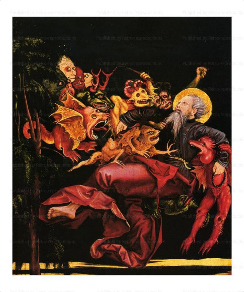 Saint-Antoine aggressed by the devils - Vintage Art, canvas prints