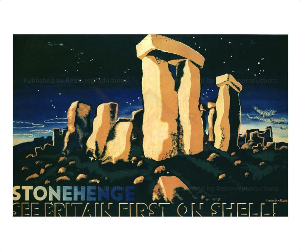 See Britain First on Shell, Stonehenge 1931 - Vintage Art, canvas prints