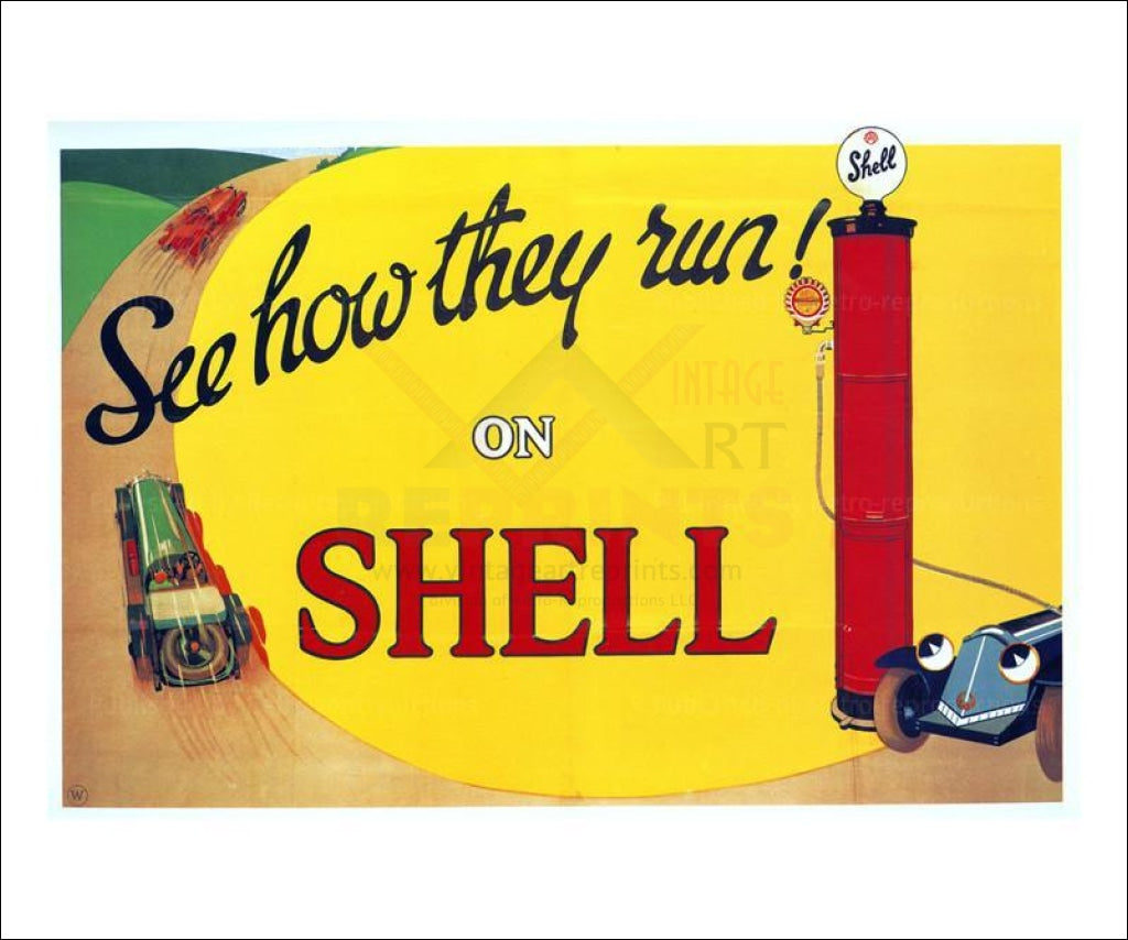See How They Run on Shell 1925 - Vintage Art, canvas prints