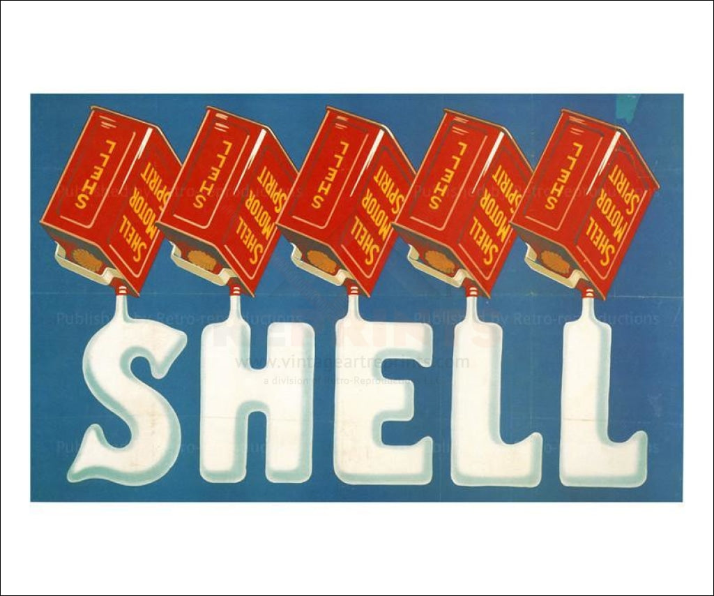 Shell - 5 Cans in Row 1920 - Vintage Art, canvas prints