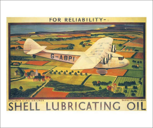 Shell Atlanta Air Liner Reliability 1932, Art Print - Vintage Art, canvas prints