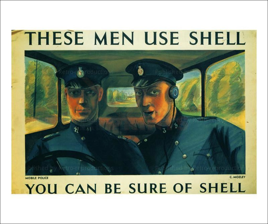 Shell - Mobile Police 1938 - Vintage Art, canvas prints