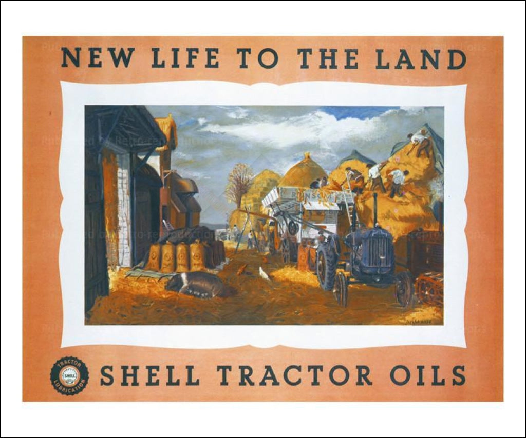 Shell - New Life Tractor 1921 - Vintage Art, canvas prints