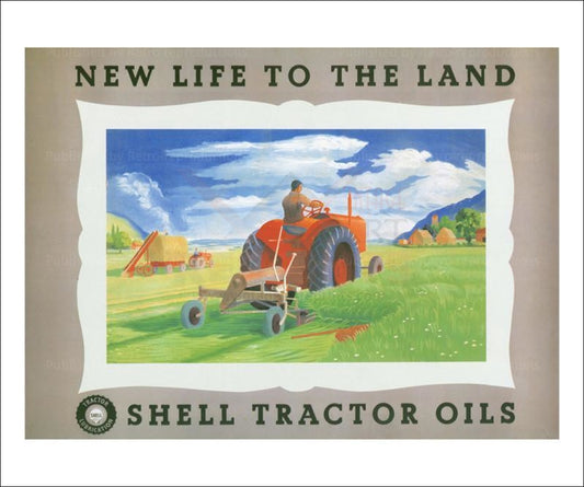 Shell - New Life Tractor 1951 - Vintage Art, canvas prints
