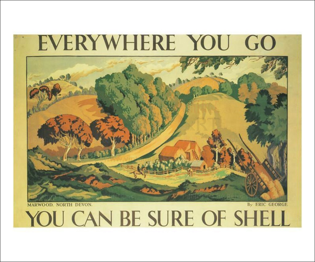 Shell North Devon 1932 - Vintage Art, canvas prints