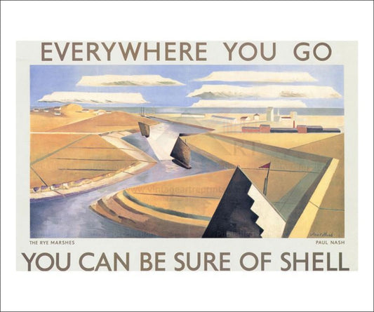 The Rye Marshes 1932, Shell advertising Poster, Art Print - Vintage Art, canvas prints