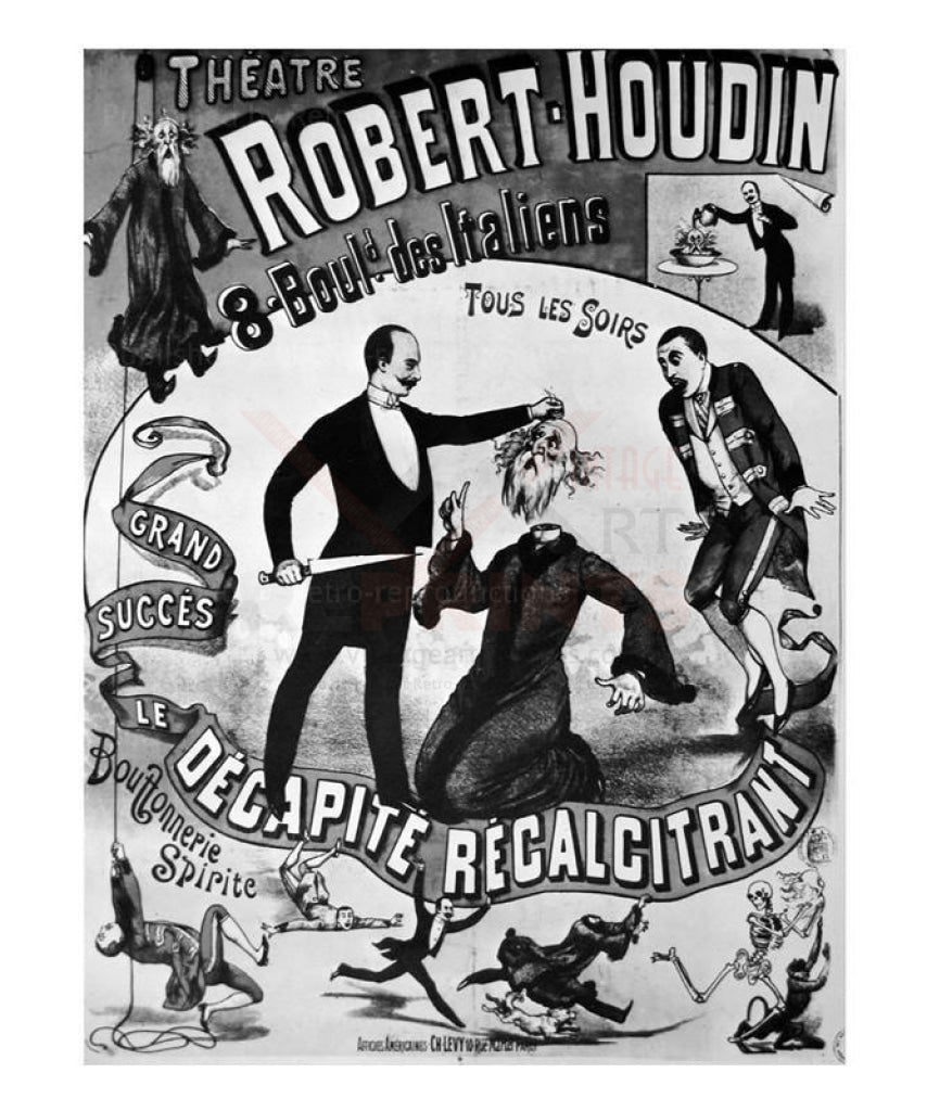 Theatre Robert Houdin Le decapite recalcitrant, 1890 - Vintage Art, canvas prints