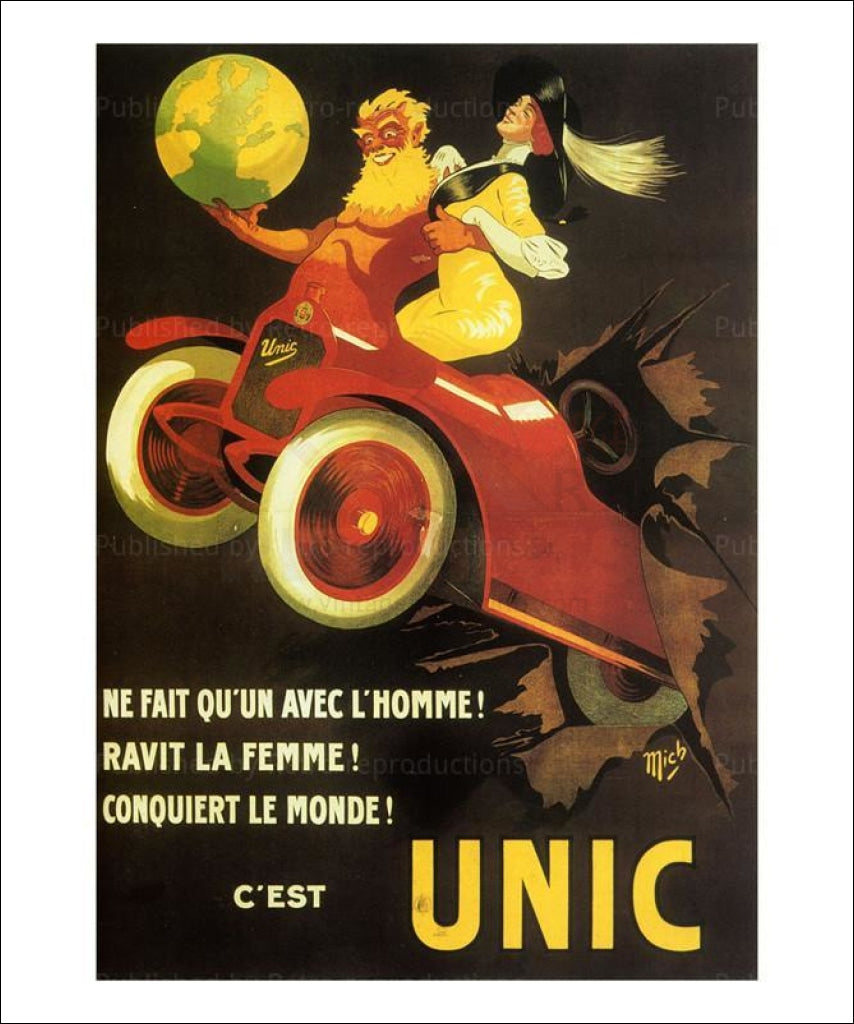 Unic, car advertising, vintage art print reproduction - Vintage Art, canvas prints