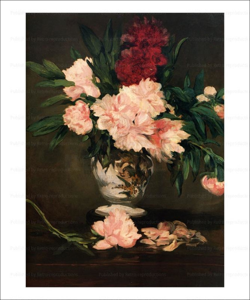 Vase de Pivoines 1864, vintage art print reproduction - Vintage Art, canvas prints
