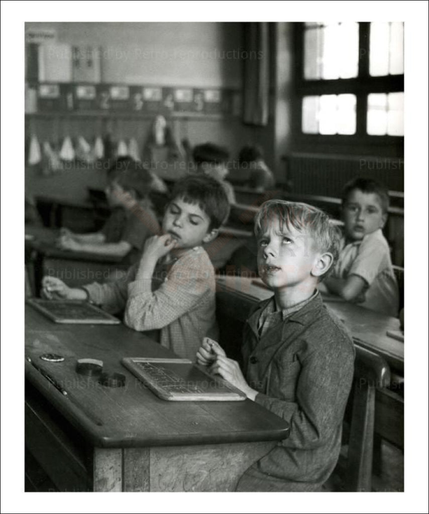 Vintage art canvas prints, young boys in school - Vintage Art, canvas prints