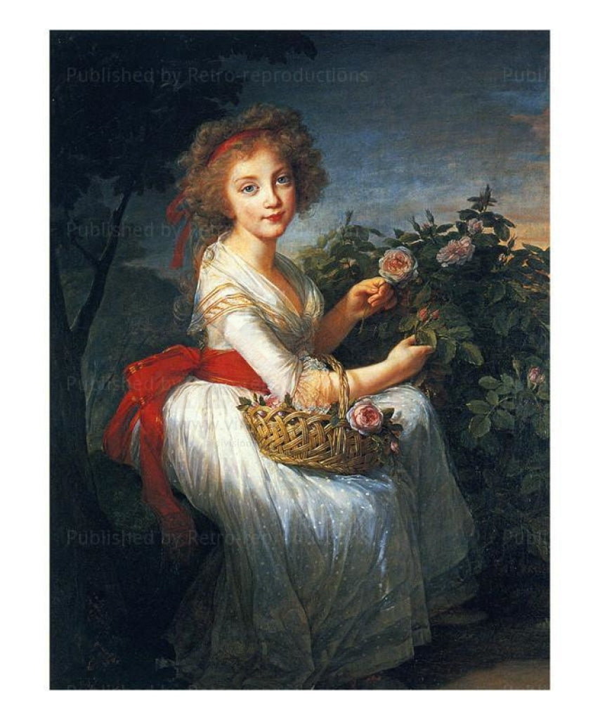 Vintage art canvas prints, young girl and roses - Vintage Art, canvas prints