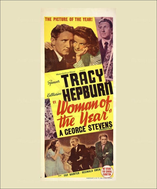 Woman of the Year - Original movie poster, Katharine Hepburn, Spencer Tracy - Vintage Art, canvas prints