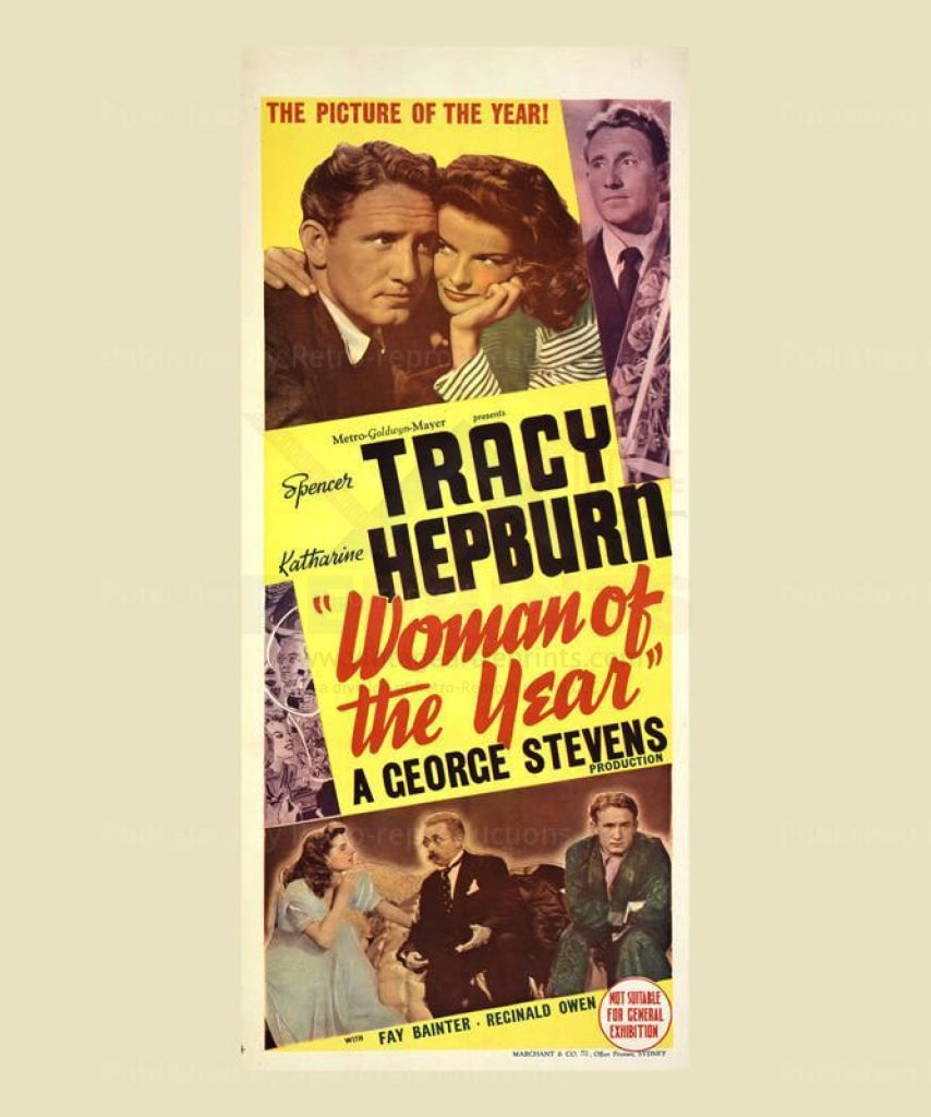 Woman of the Year - Spencer Tracy, Katharine Hepburn, Digital movie Poster Print reproduction - Vintage Art, canvas prints